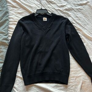 Elegant Dark Navy V-Neck Sweater for Men